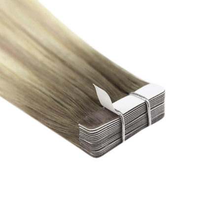 Echthaar Tape Extensions Blond 60cm – Aschblond Ombre