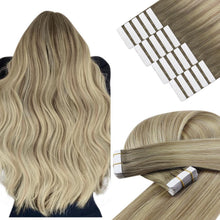 Echthaar Tape Extensions Blond Aschblond Ombre 30cm