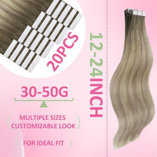 Echthaar Tape Extensions Blond Aschblond Ombre 30cm