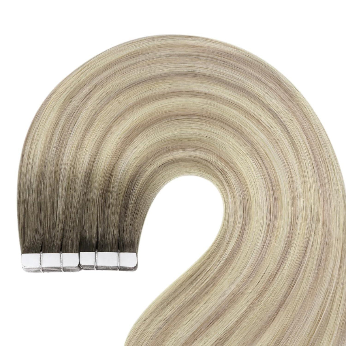 Echthaar Tape Extensions Blond Aschblond Ombre 30cm