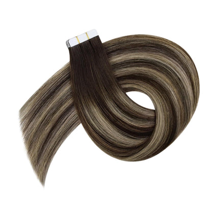 Tape Extensions Braun Blond 50 cm Echthaar Ombre