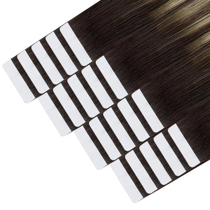 Tape Extensions Braun Blond 50 cm Echthaar Ombre