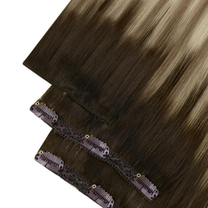 Echthaar Clip-in Extensions Braun Balayage 55 cm