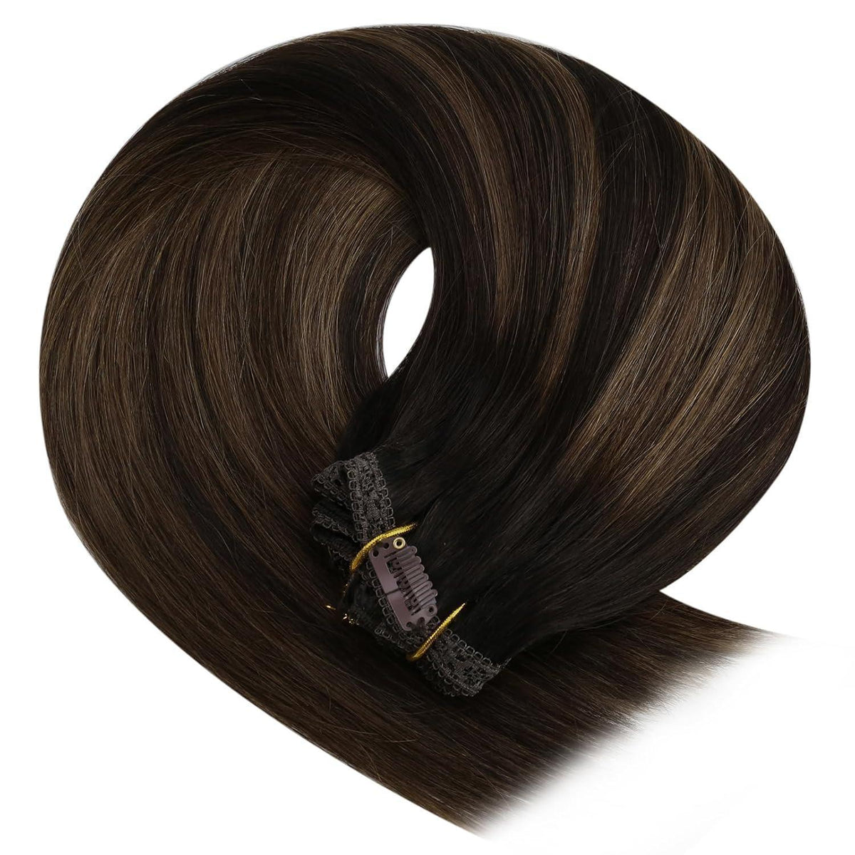 Clip-in Echthaar Extensions Ombre Braun 35cm 120g