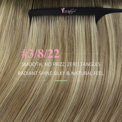 Echthaar Tape Extensions Balayage Braun Blond 45cm