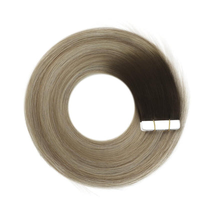 Echthaar Tape Extensions Balayage Braun Blond 45cm