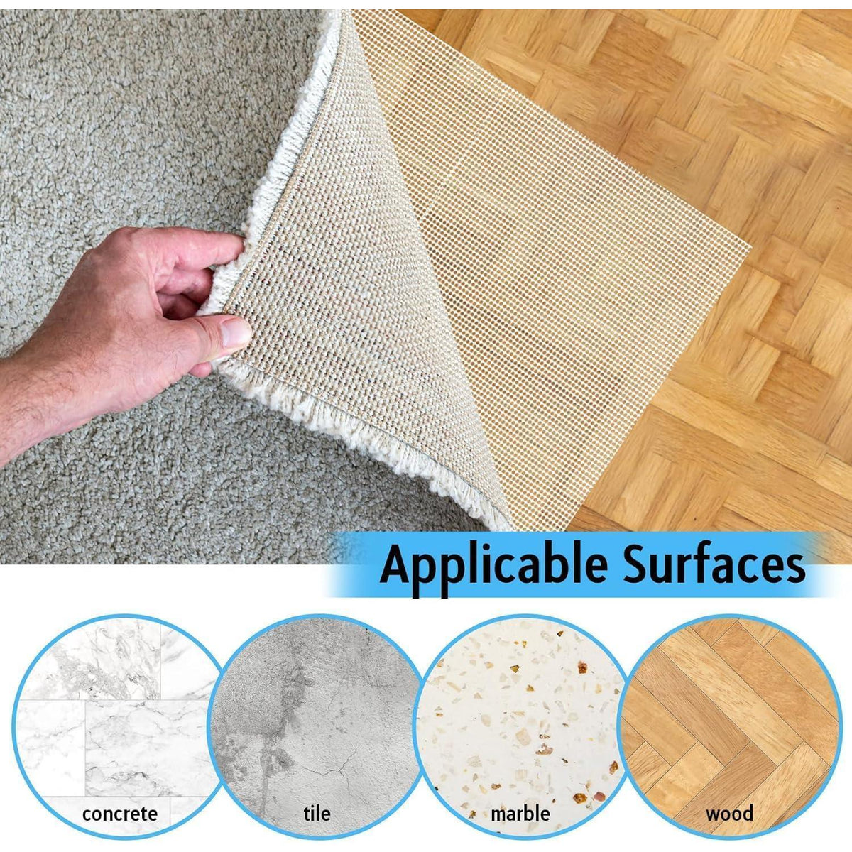 Rutschfeste Teppichunterlage 60x180cm – Schneidbar & Vielseitig