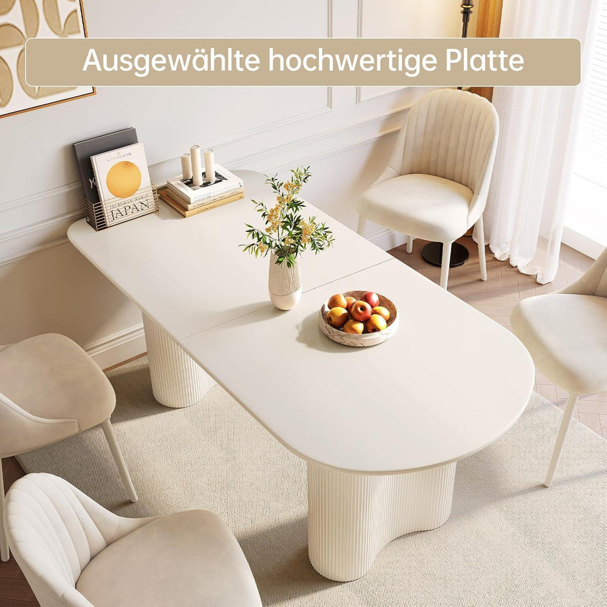 Moderner Esstisch weiß 160cm – Minimalistisch & Platz für 4-8 Personen