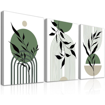 Gerahmte Salbei Grün Boho Wandkunst 3er Set 12x16 Zoll