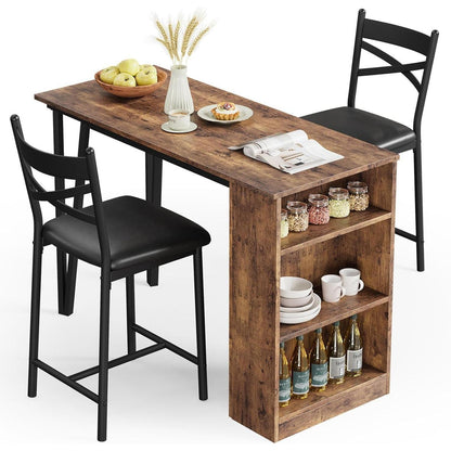 3-teiliges Bartisch Set mit Klapptisch & Barhockern Industriell