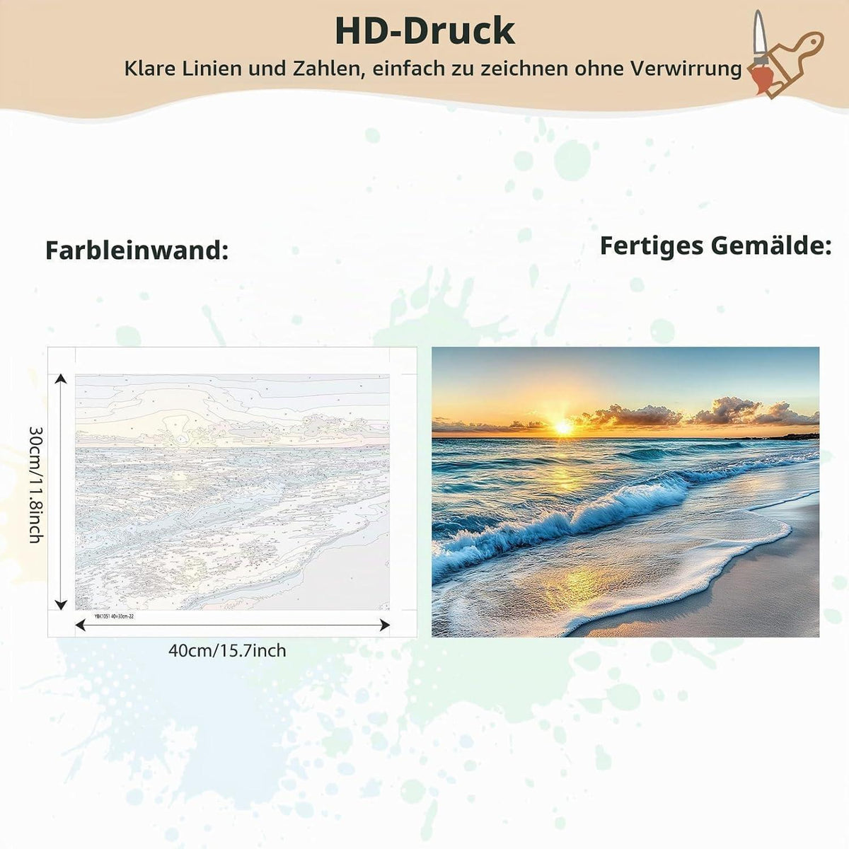 Malen nach Zahlen Landschaft mit Rahmen – DIY Set Erwachsene