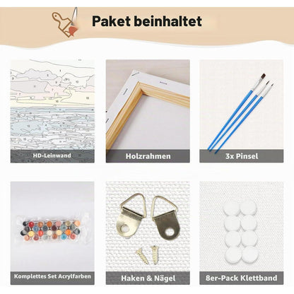 Malen nach Zahlen Landschaft mit Rahmen – DIY Set Erwachsene