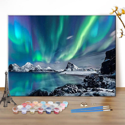 Malen nach Zahlen Nordlicht Erwachsene DIY Ölgemälde Set