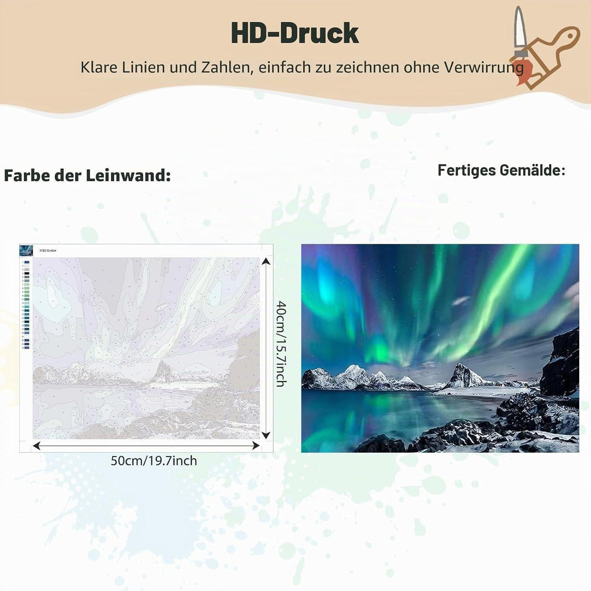 Malen nach Zahlen Nordlicht Erwachsene DIY Ölgemälde Set