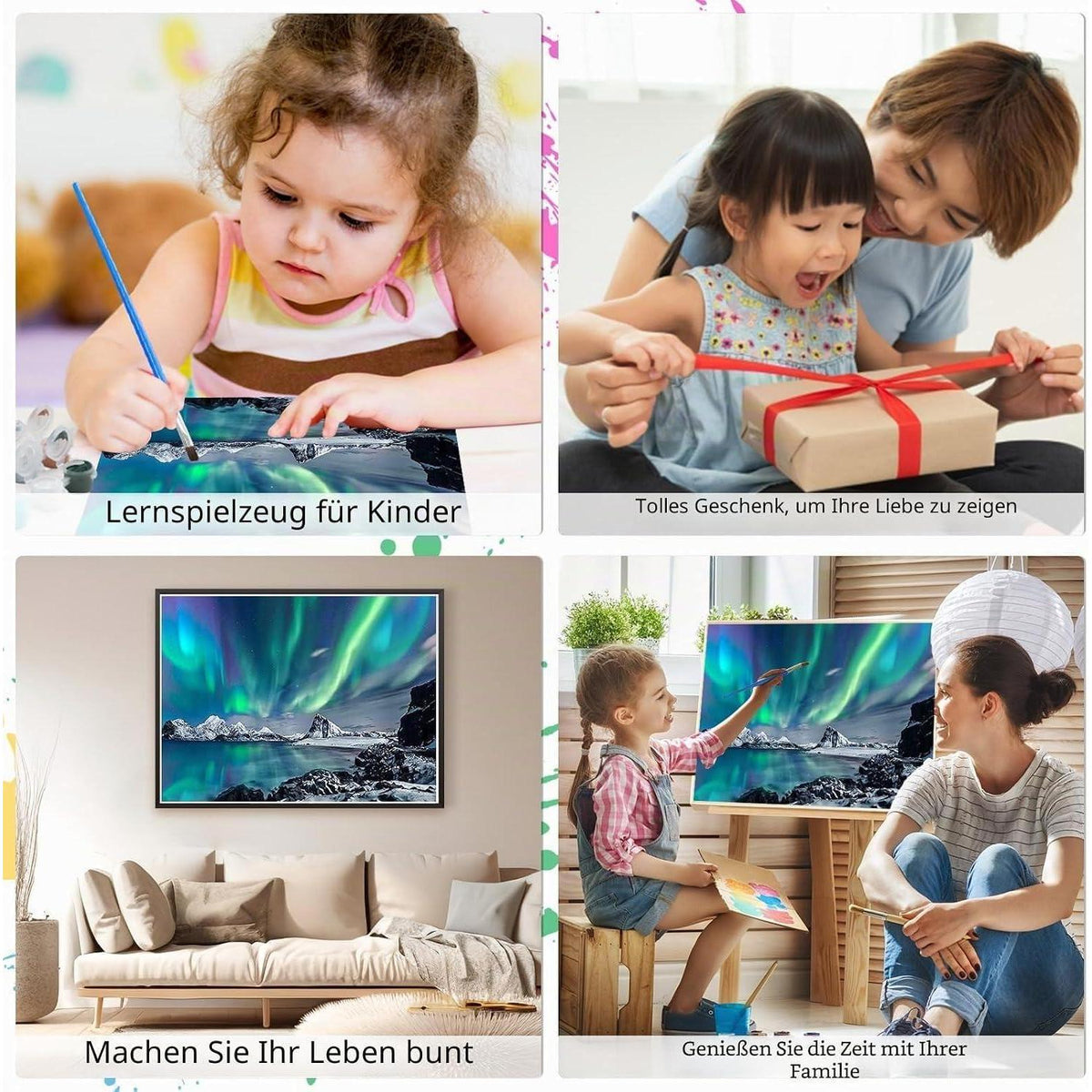 Malen nach Zahlen Nordlicht Erwachsene DIY Ölgemälde Set