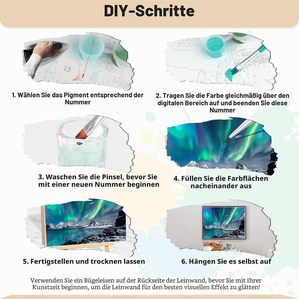 Malen nach Zahlen Nordlicht Erwachsene DIY Ölgemälde Set
