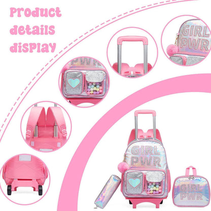 Kinder Trolley Rucksack Set Rosa – 3in1 Schule & Reise