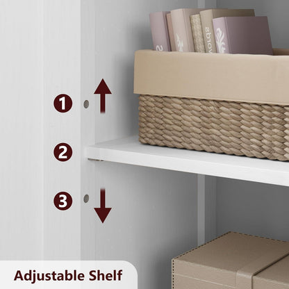 Weißer Hochschrank mit Glastüren & Regalen – 60x30x128cm