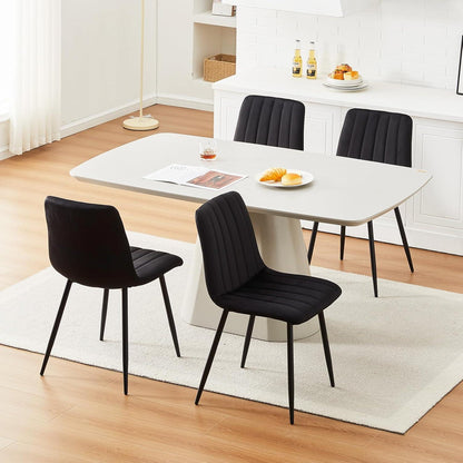 Samt Esszimmerstühle 6er Set – Gepolsterte Küchenstühle Schwarz
