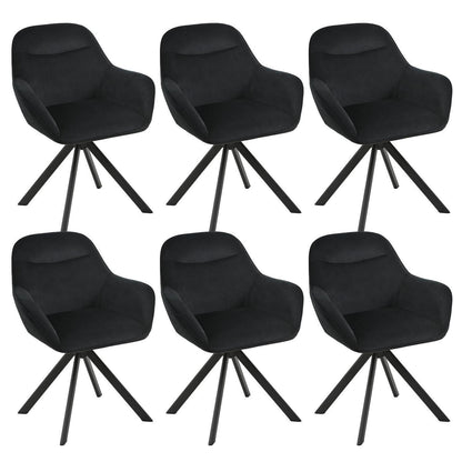 Drehbarer Esszimmerstuhl Set Schwarz – Samt, Armlehne & 360°