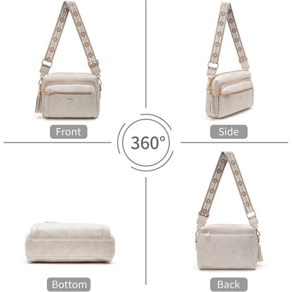 Umhängetasche Damen Mittelgroß mit Anti-Diebstahl, Beige