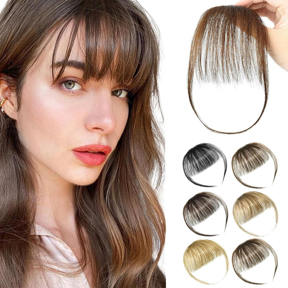 Clip-in Pony Echthaar Kakaobraun – Luftiger Front Fringe