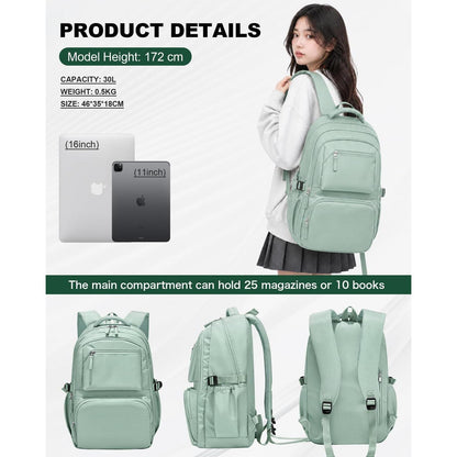 Schulrucksack für Teenager Mädchen mit Laptopfach (Grün)