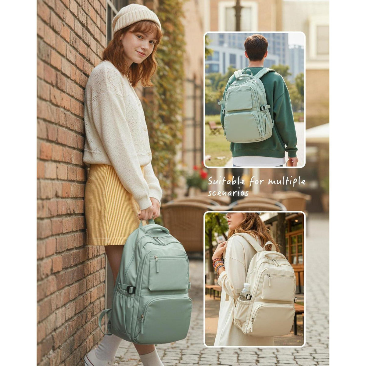 Schulrucksack für Teenager Mädchen mit Laptopfach (Grün)