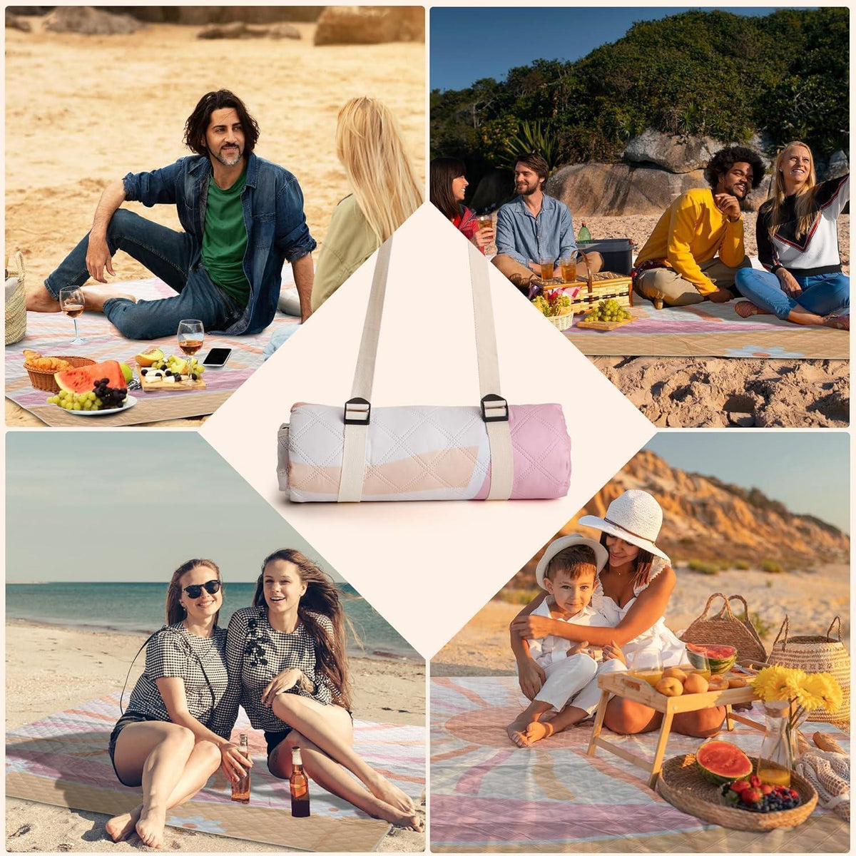 Wasserdichte Picknickdecke 200x200 cm – Strand & Camping