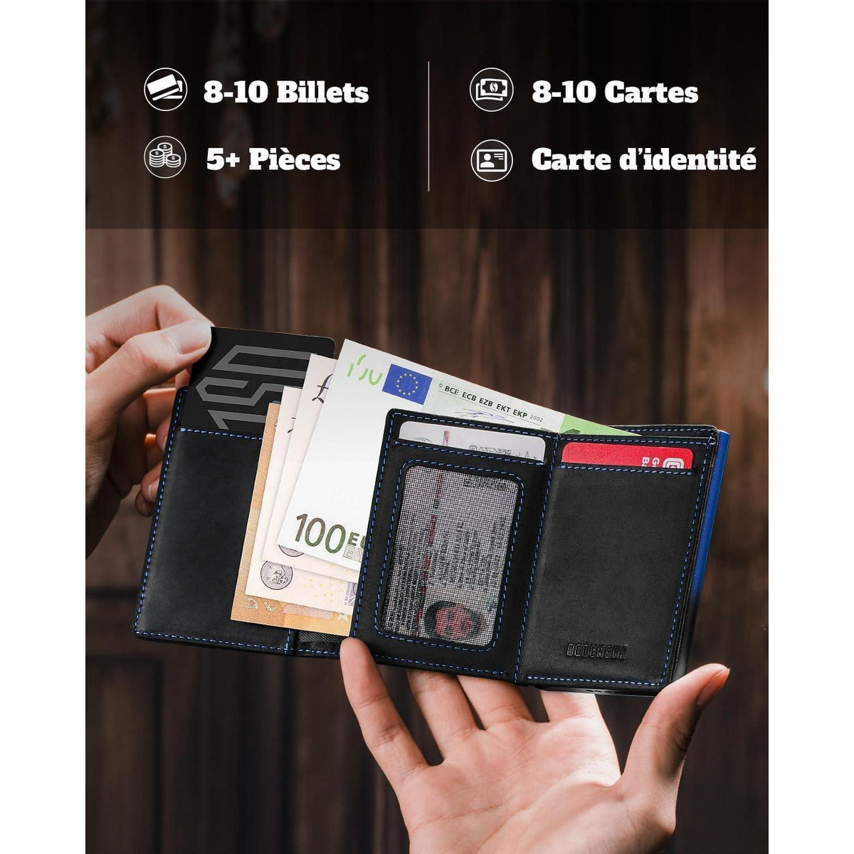 Slim Wallet Herren mit Münzfach, RFID Schutz, Magnetverschluss