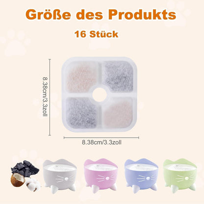 Katzenbrunnenfilter 16er Set mit Schläuchen