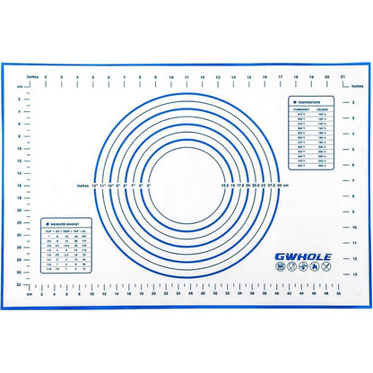 Silikon Backmatte 60x40 cm mit Messung, antihaft & rutschfest, blau