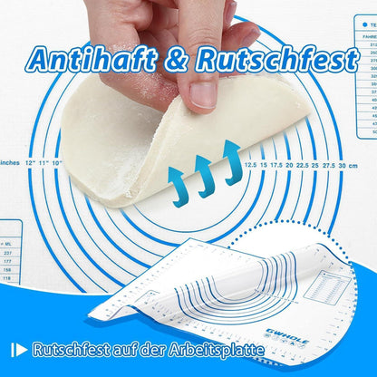 Silikon Backmatte 60x40 cm mit Messung, antihaft & rutschfest, blau