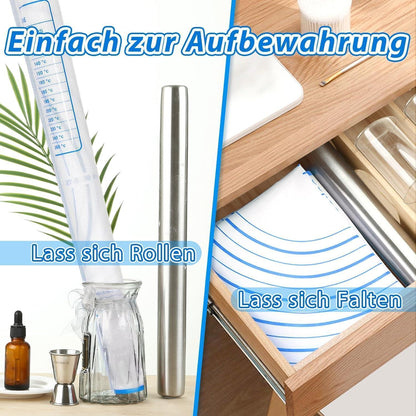 Silikon Backmatte 60x40 cm mit Messung, antihaft & rutschfest, blau