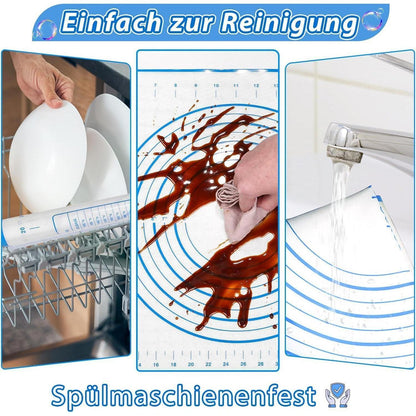 Silikon Backmatte 60x40 cm mit Messung, antihaft & rutschfest, blau
