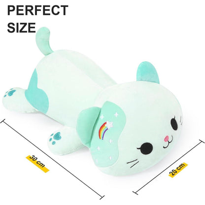 Kuscheltier Katze Plüschtier 30cm Grün