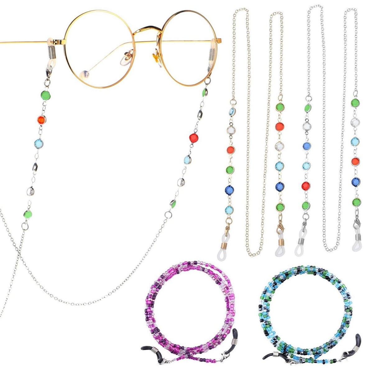 Brillenkette Damen 4er Set – Rutschfest, Elegant & Vielseitig