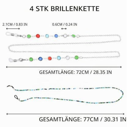 Brillenkette Damen 4er Set – Rutschfest, Elegant & Vielseitig