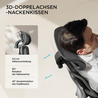 Ergonomischer Bürostuhl mit dynamischer Lendenstütze Schwarz