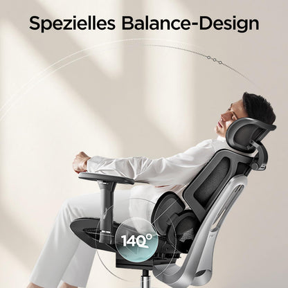 Ergonomischer Bürostuhl mit dynamischer Lendenstütze Schwarz