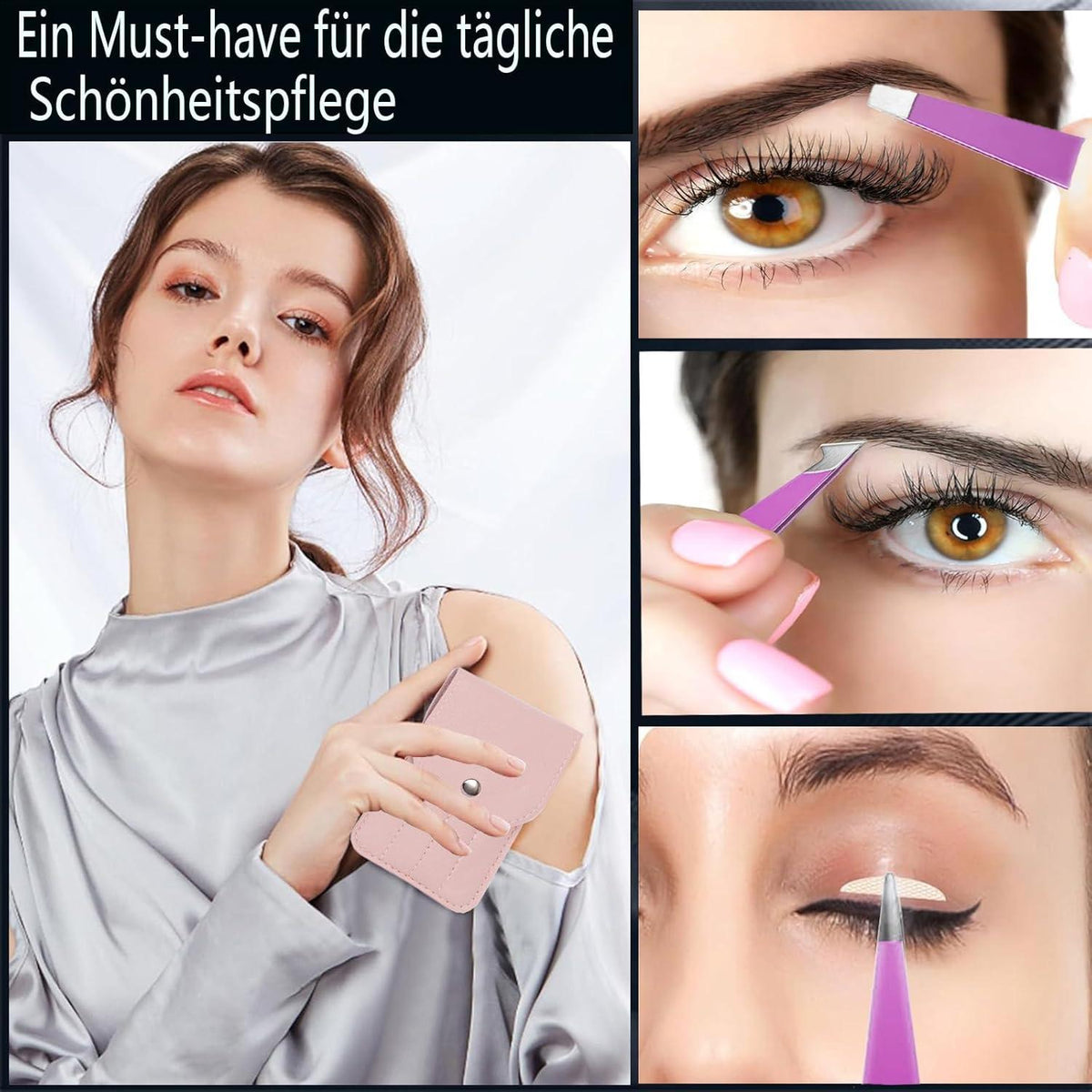 Pinzettenset 7-teilig Edelstahl Augenbrauen Zupfen Splitter Rasiermesser