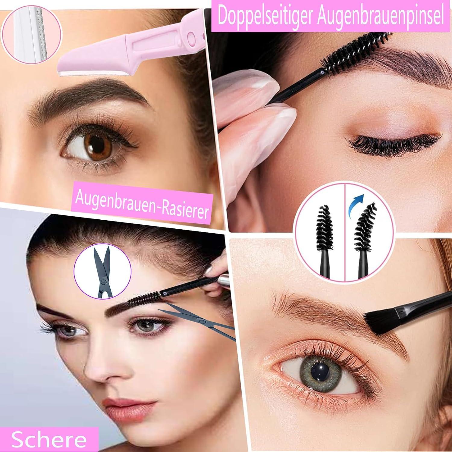 7-teiliges Edelstahl Pinzettenset für Augenbrauenpflege & Make-up, in