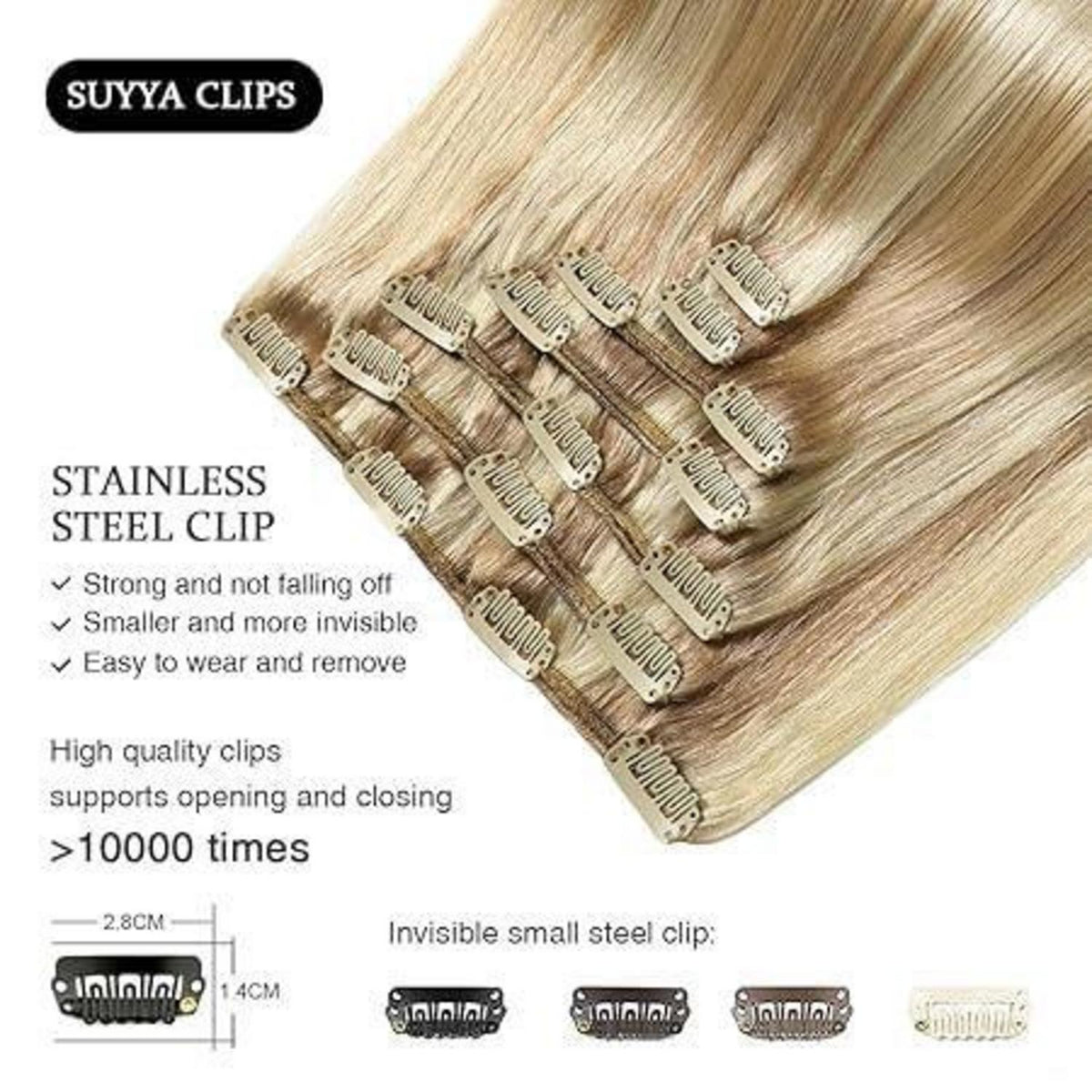 Echthaar Clip-in Extensions Gerade #P18/613 Aschblond 22 Zoll