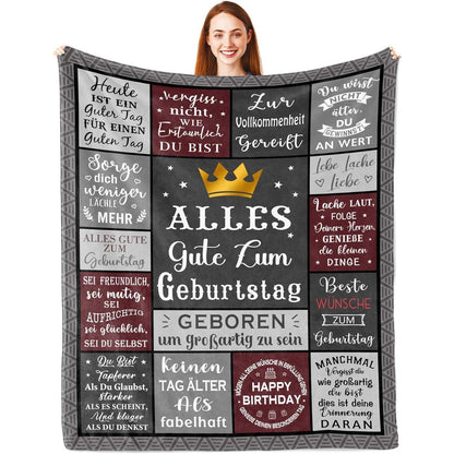 Geburtstagsdecke für Männer – Kuscheldecke 200x150cm Geschenkidee