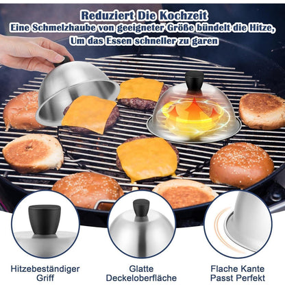 Burgerglocken Edelstahl 2er Set mit Griff, 15,2 cm