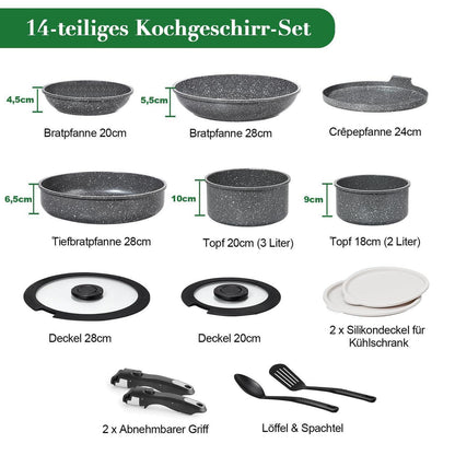 14-teiliges Kochgeschirr-Set Induktion, Antihaft & Stapelbar