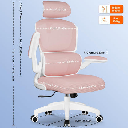 Ergonomischer Bürostuhl mit verstellbarer Kopfstütze und