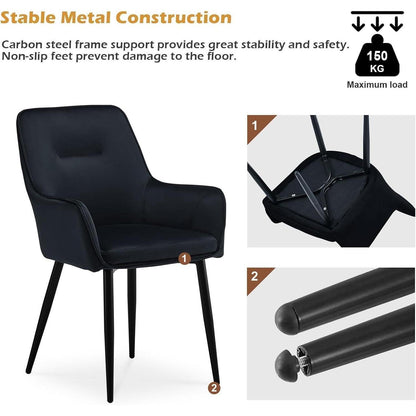 Esszimmerstühle 6er Set Samt Schwarz mit Armlehne
