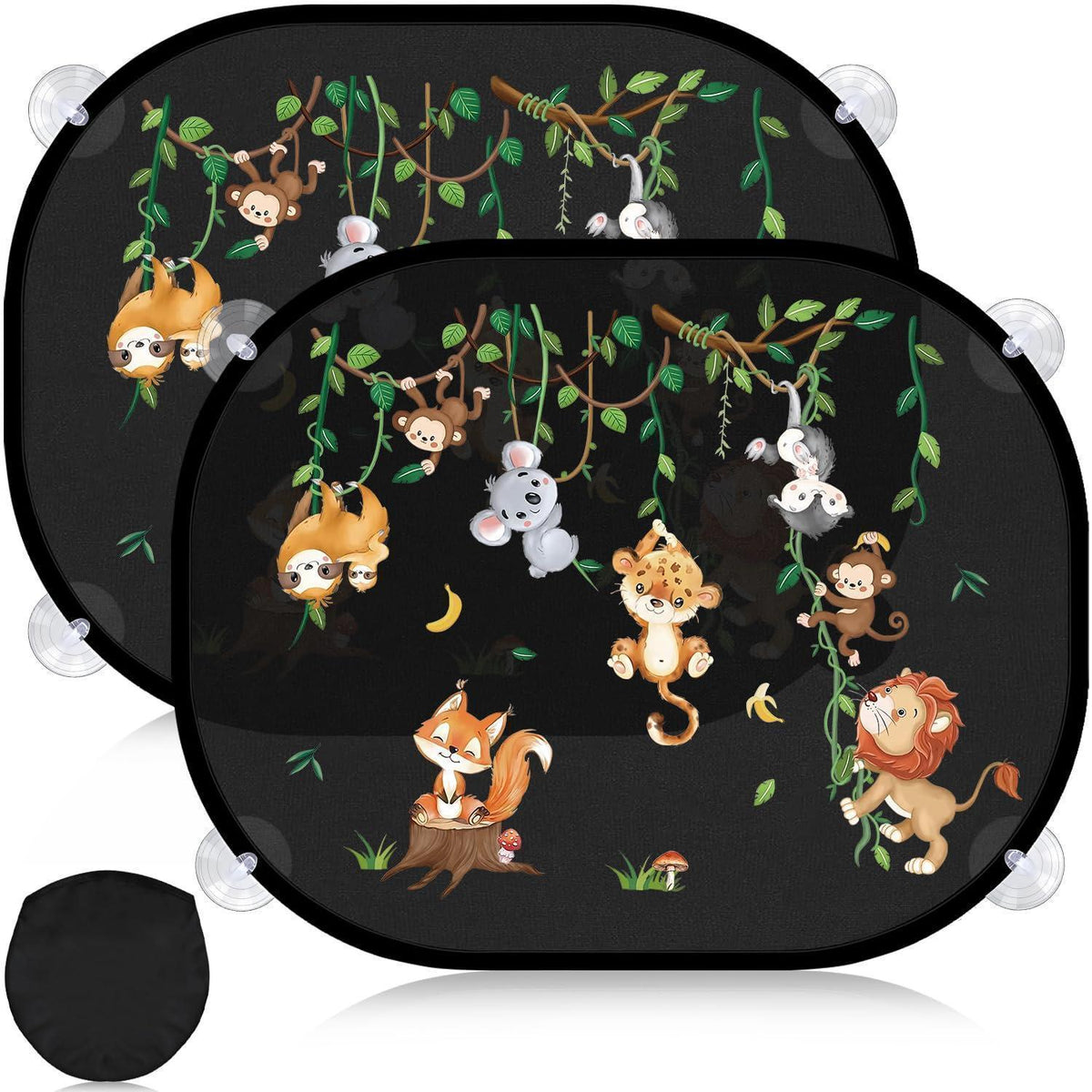 2er Set Auto Sonnenschutz Baby – Dschungeltiere & UV Schutz