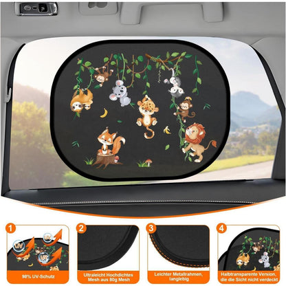 2er Set Auto Sonnenschutz Baby – Dschungeltiere & UV Schutz